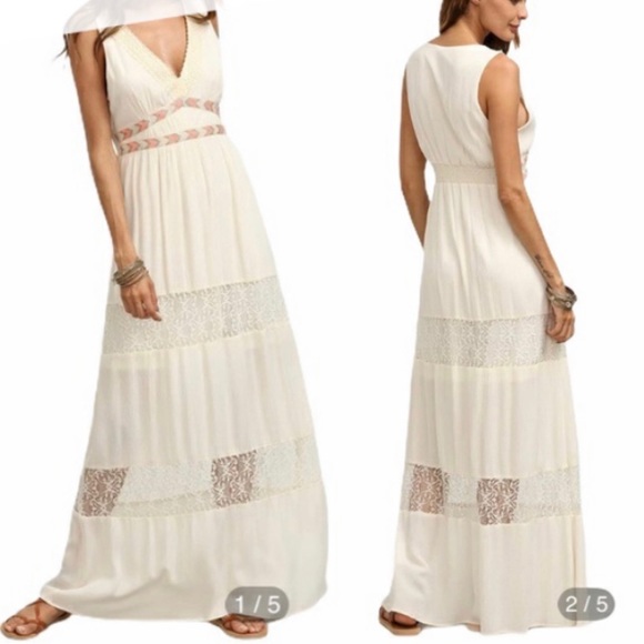 Flying Tomato Dresses & Skirts - 36. Flying Tomato Grecian Tiered Maxi Embroidery & Crochet